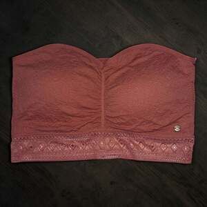 Lucky Brand Women's XL Lace Trim Seamless Bandeau Strapless Bra Rose